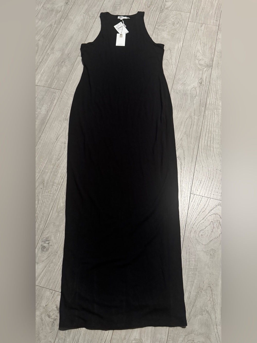 Good American Black Sexy Bodycon Maxi Dress — Sleek Stretch Fit Double lined